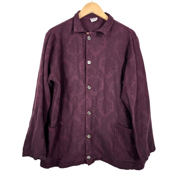 CP Shades Flax blend Lagen look light weight button Jacket Maroon sz M - Picture 1 of 8